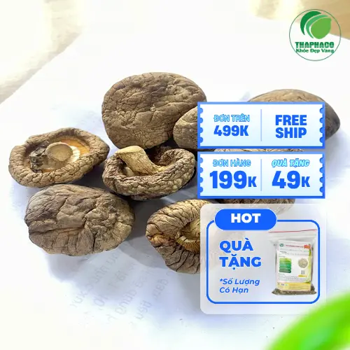 Nấm đông cô khô với màu nâu đặc trưng